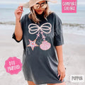 Pearl Shell Bow Comfort Colors Tshirt, Cute Summer Tee, Girly Beach Shirt Hoodie, Sweatshirt | CiraTrend.com