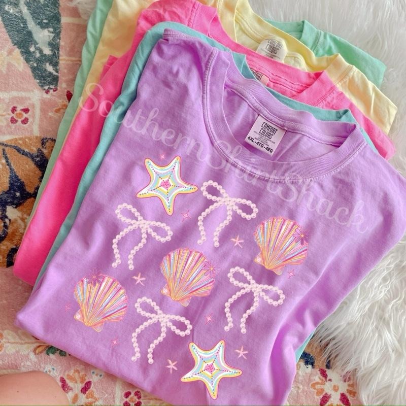 Pearls Starfish And Shells t shirt  | neon violet  comfort colors t shirt Hoodie, Sweatshirt | CiraTrend.com