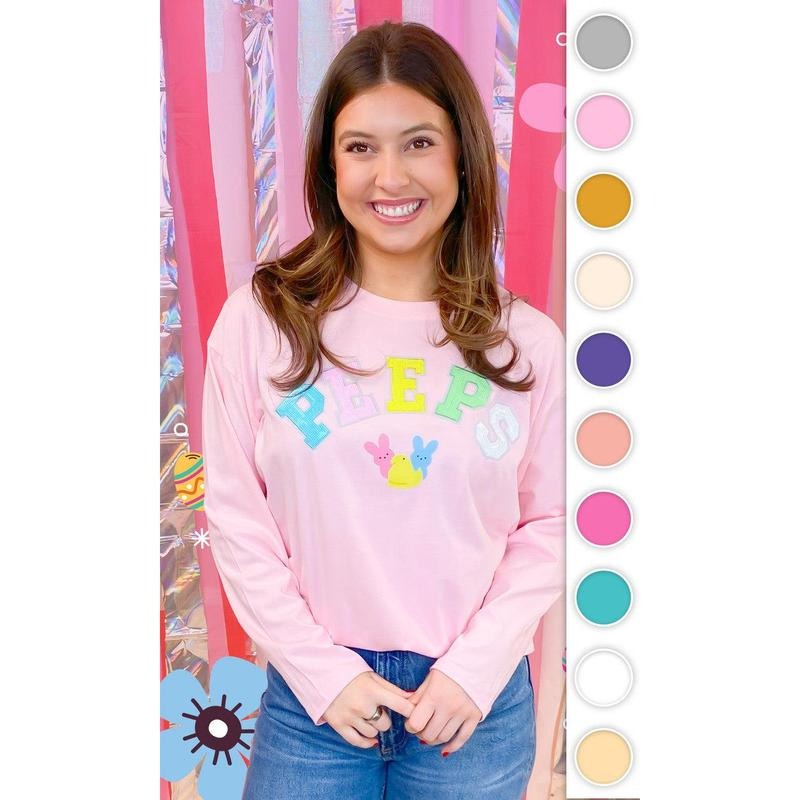 Peeps Sequin Easter Graphic Long Sleeve T-Shirt Hoodie, Sweatshirt | CiraTrend.com