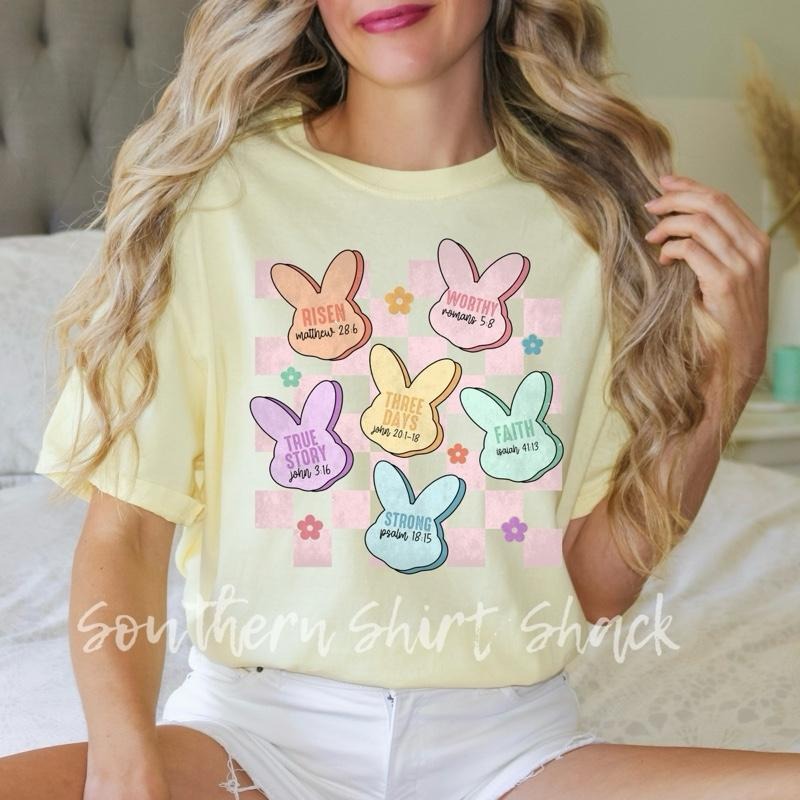 Peeps and Bible Verses | Easter T shirt |  yellow  comfort colors t shirt