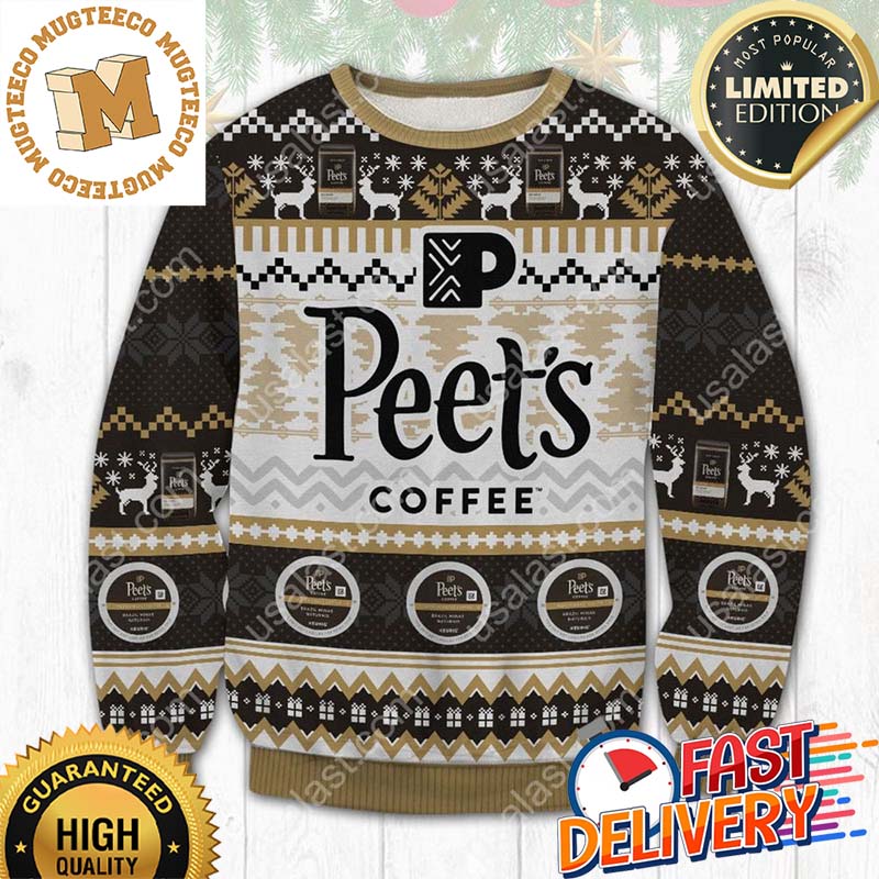 Peet’s Coffee Ugly Christmas Sweater For Holiday 2023 Xmas Gifts