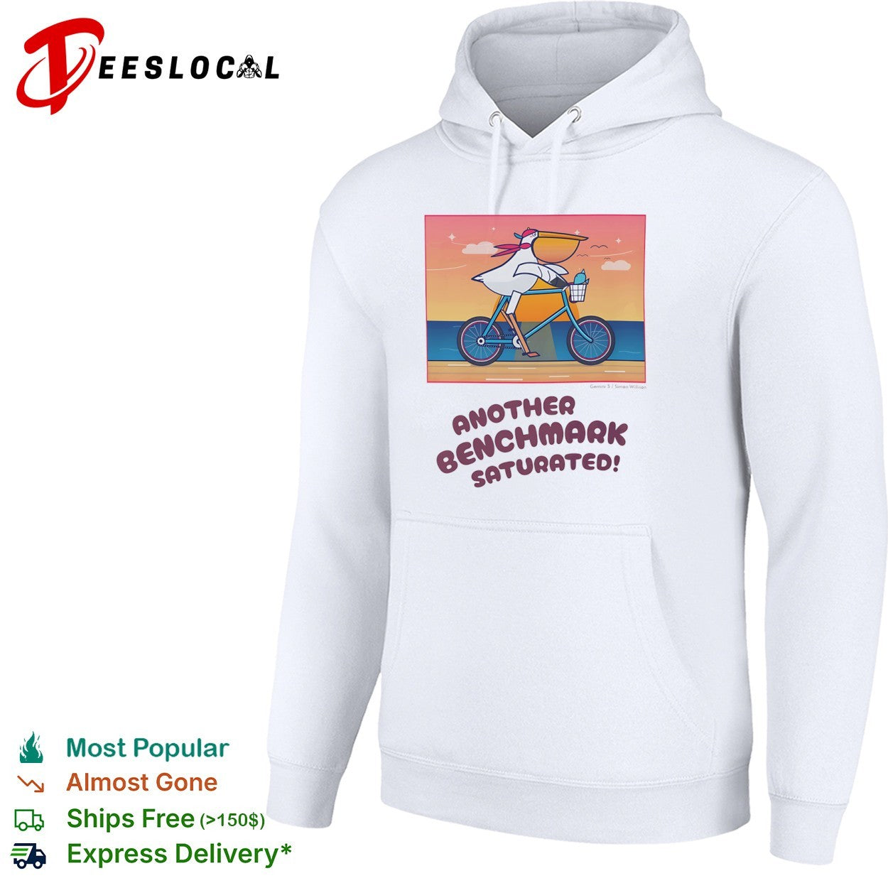 Pelican Riding Bicycle Another Benchmark Saturated Funny Tech Meme Shirt