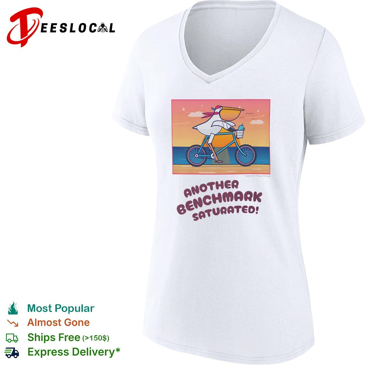Pelican Riding Bicycle Another Benchmark Saturated Funny Tech Meme Shirt