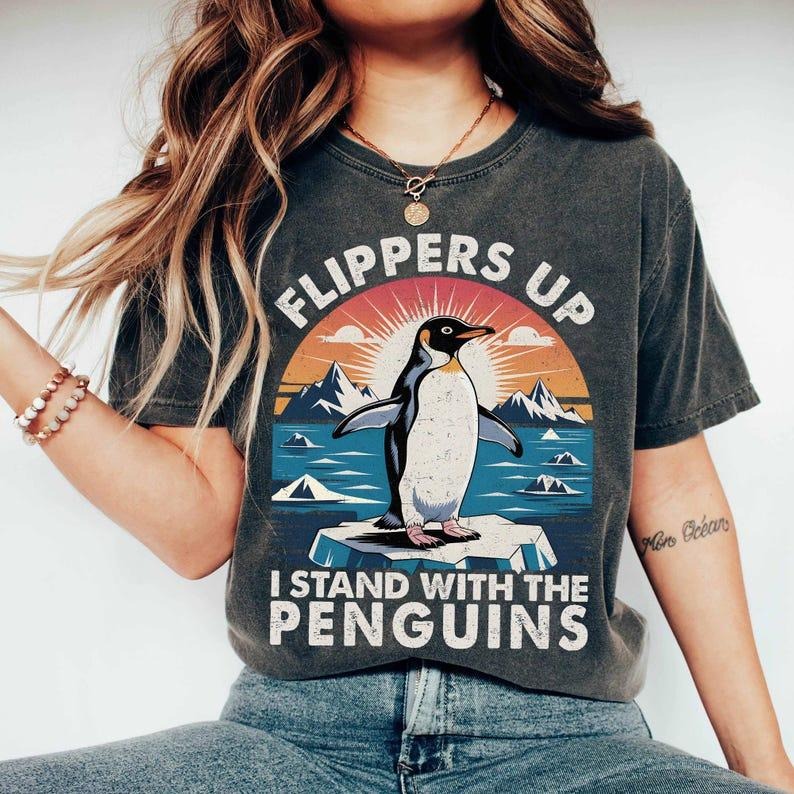 Penguins Flippers Up Shirt, I Stand With The Penguins, Funny Penguin Shirt, Funny Saying, Penguins Tariff Hoodie, Sweatshirt