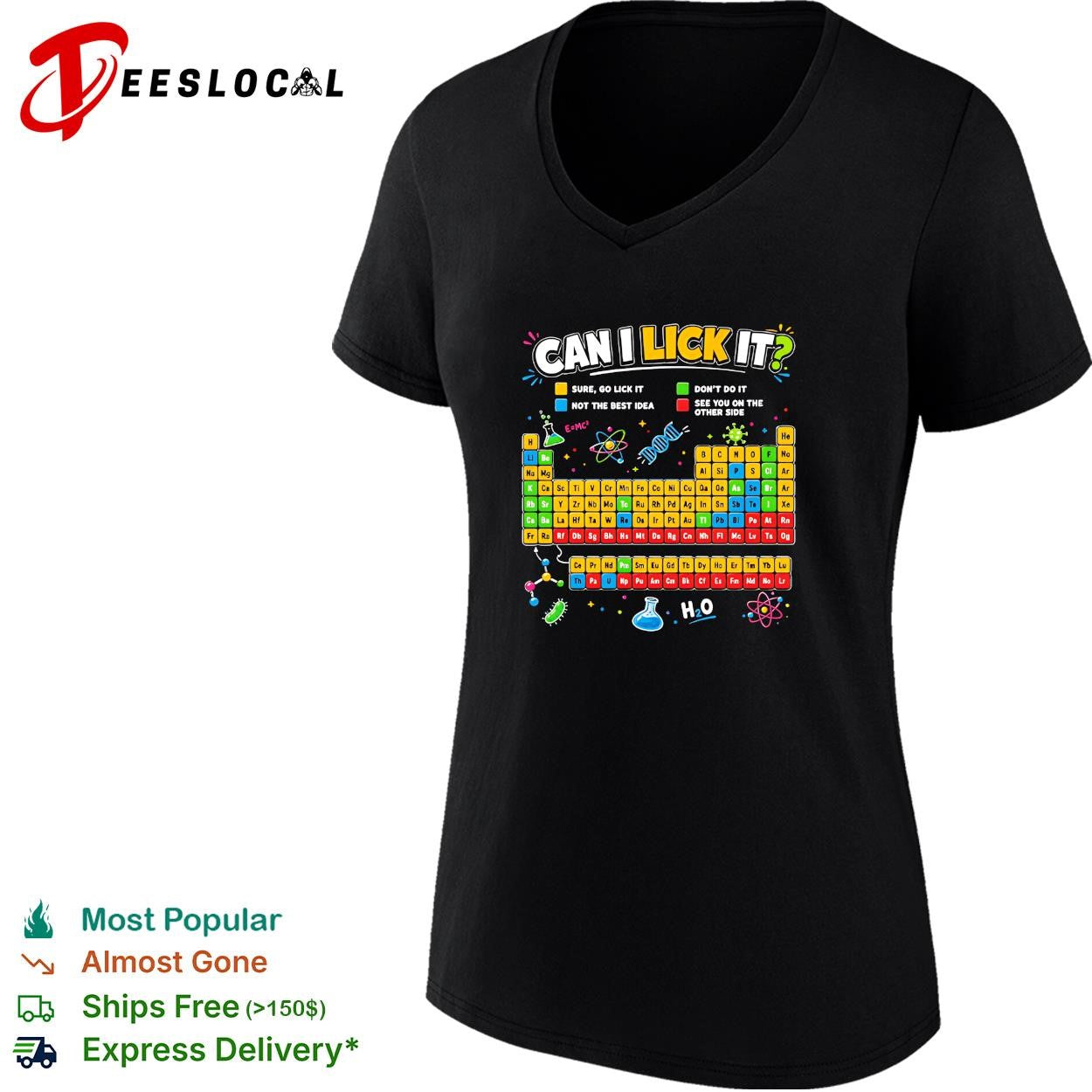 Periodic table chemistry joke science icons can I lick it shirt