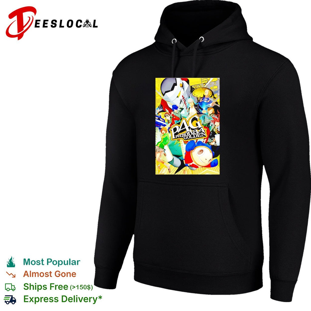 Persona 4 Golden Main Cast and Izanagi Character Art P4 Golden logo shirt
