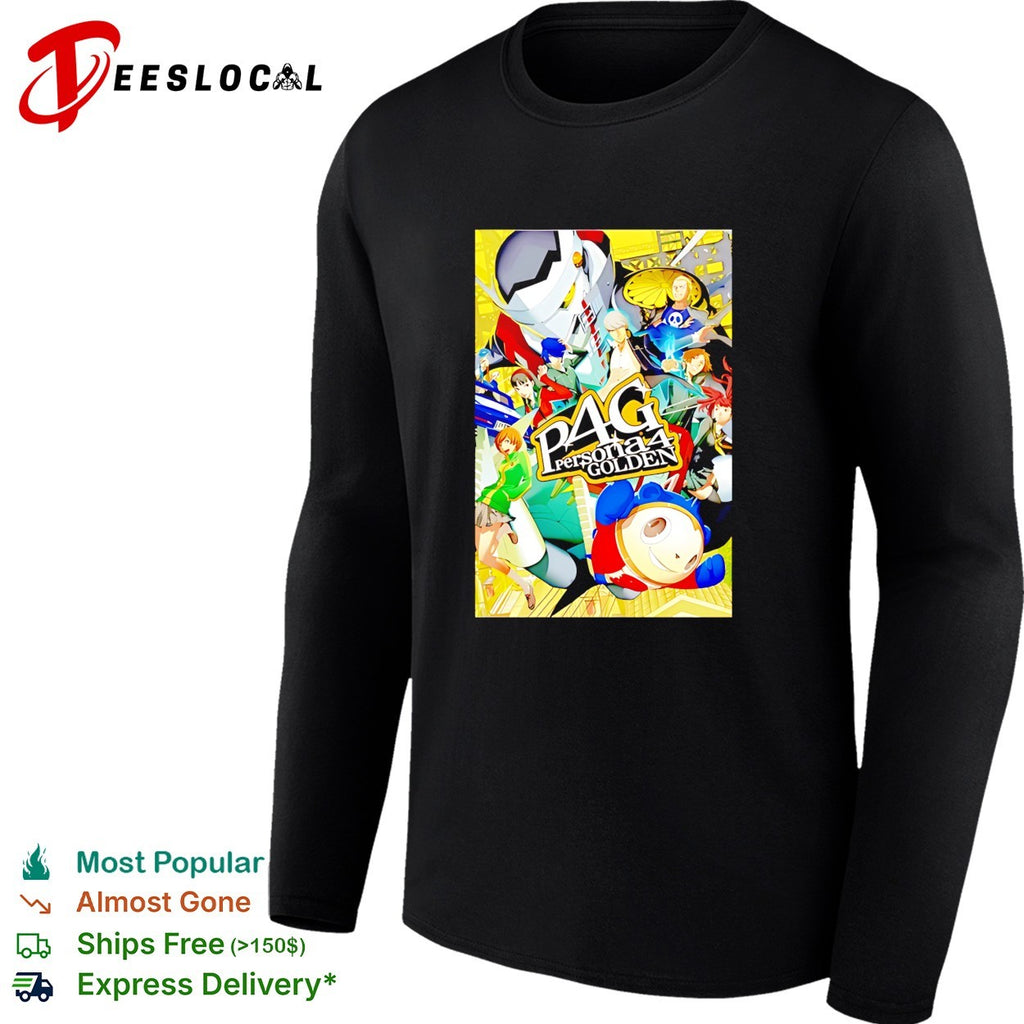 Persona 4 Golden Main Cast and Izanagi Character Art P4 Golden logo shirt