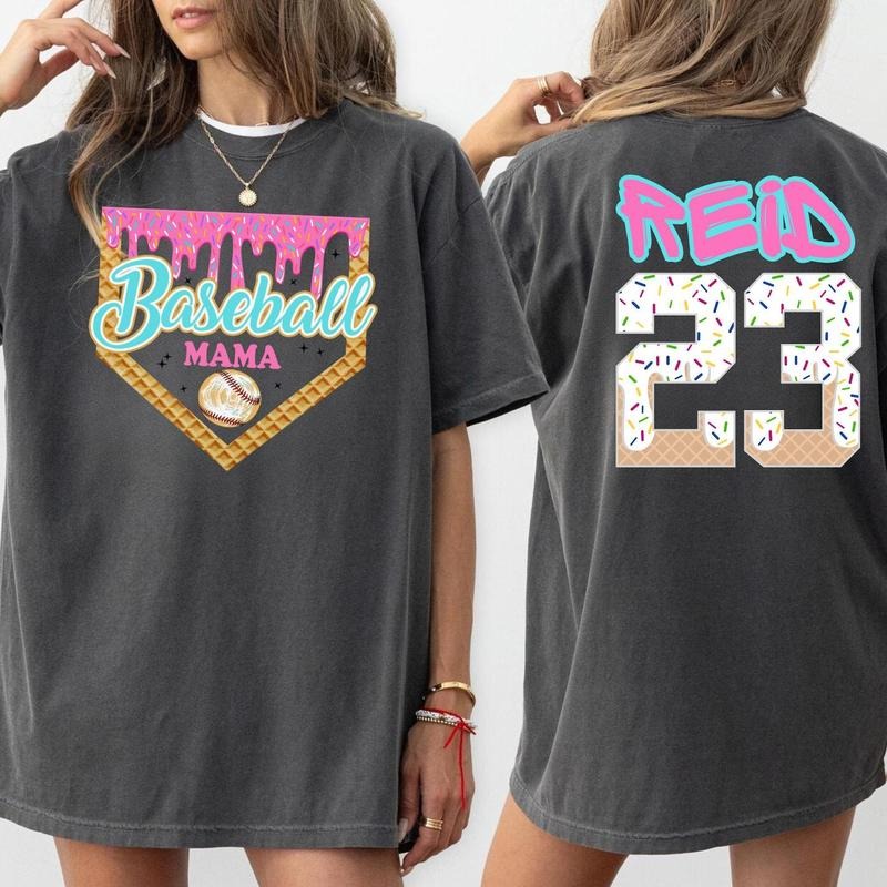 Personalized Baseball Drip Mama Shirt,  baseball sweatshirt, Team Mom T Shirt, ice cream drip tee, Mother's Day Gift Hoodie