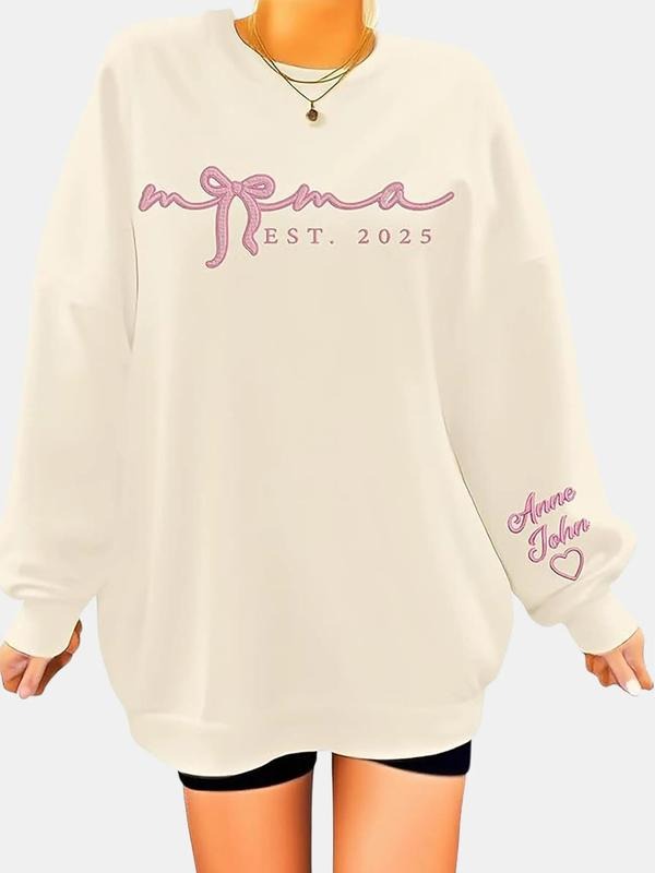 Personalized Mama Bow Sweatshirt, Mama Coquette Shirt, Custom Mother's Day Sweatshirt, Nana Tee, Gigi Shirt Hoodie