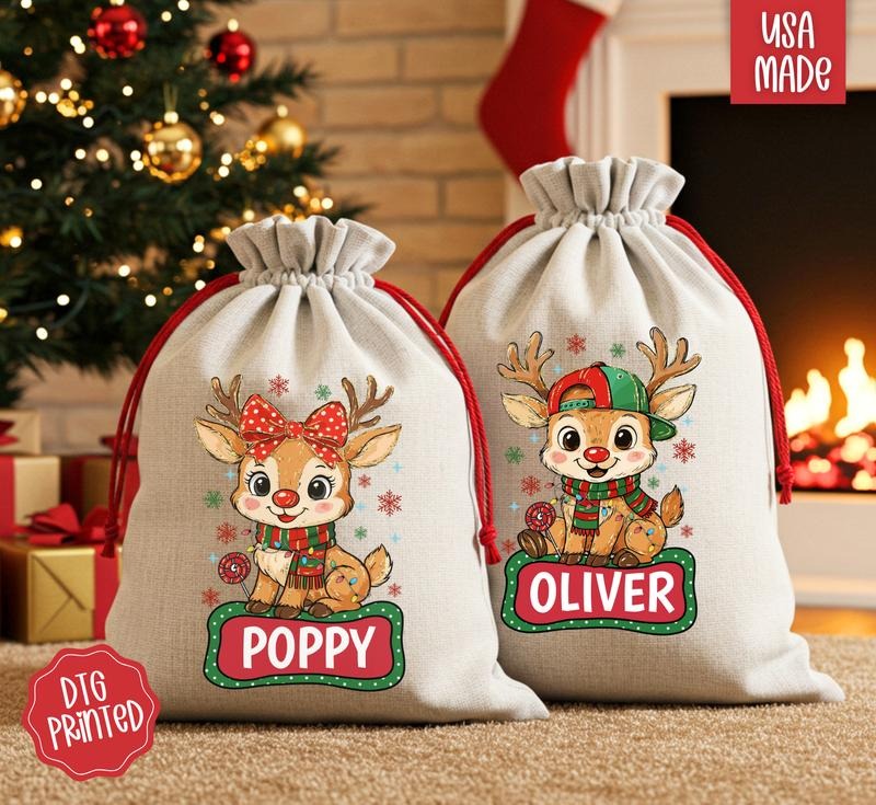 Personalized Reindeer Santa Sack for Christmas Morning T-Shirts, Hoodie, Sweatshirt | CiraTrend.com