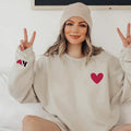 Personalized Valentines Sweatshirt for Women with Initial on Sleeve - Fabric, Cotton T-Shirts, Hoodie | CiraTrend.com