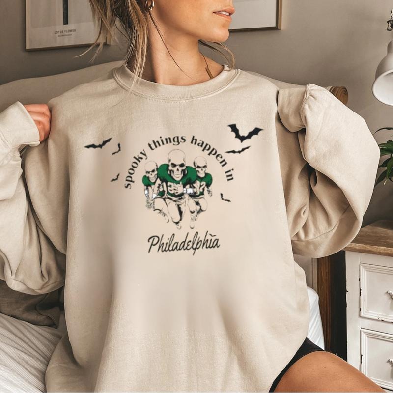 Philadelphia Inspired Skeleton Football Sweatshirt - Energetic Halloween Philly Pride Sweatshirt T-Shirts, Hoodie