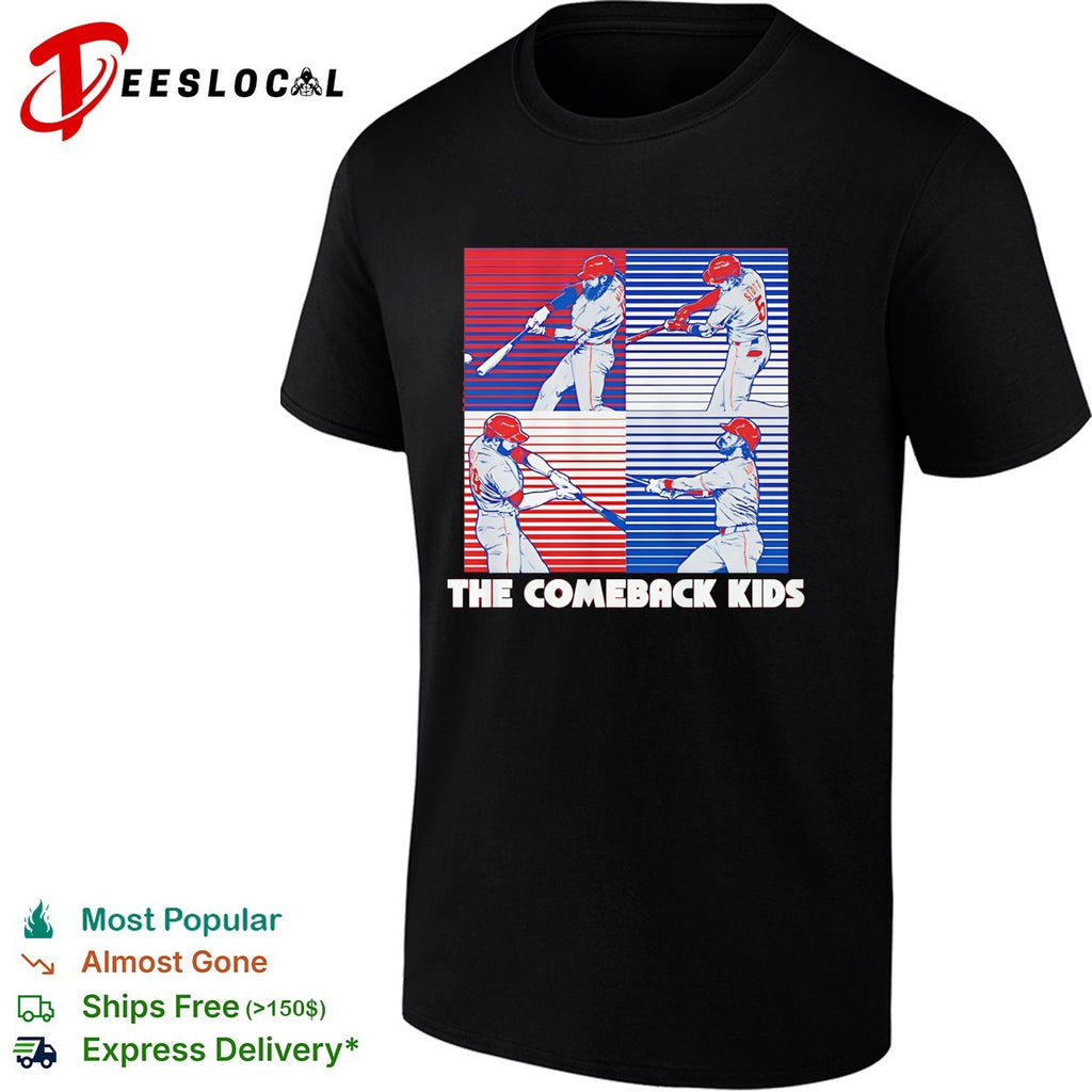 Philadelphia Phillies baseball The Comeback Kids players with slugger swing shirt