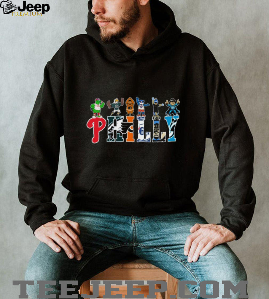 Philly Sports Mascots “PHILLY” Logo Typography T Shirt