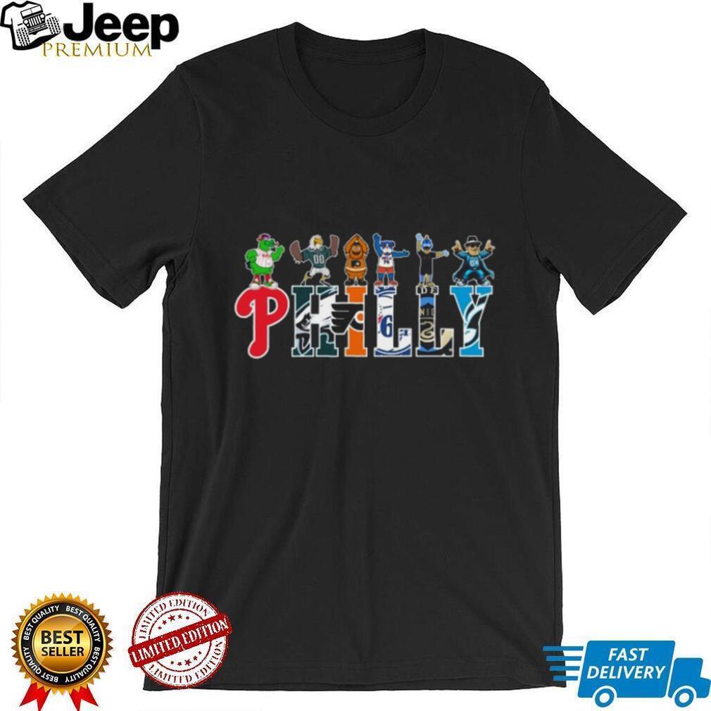Philly Sports Mascots “PHILLY” Logo Typography T Shirt
