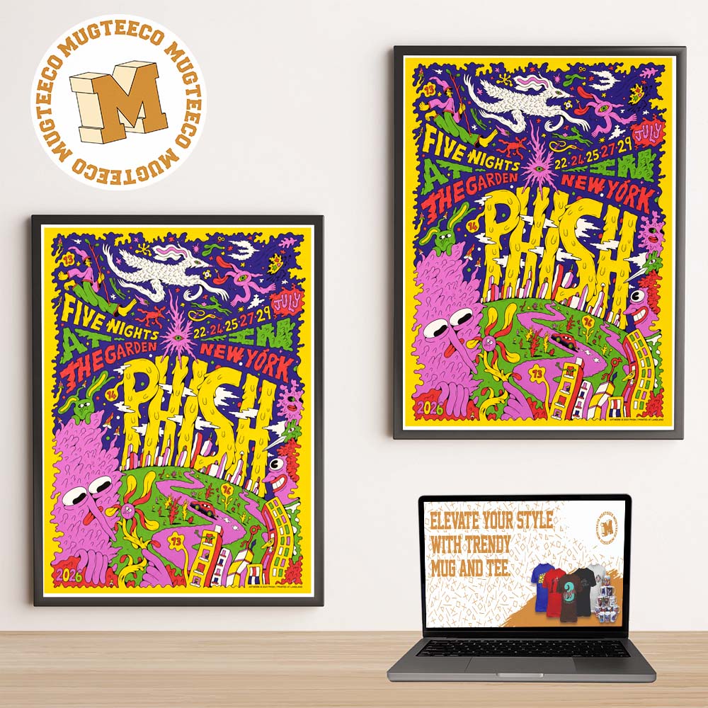 Phish York City 2026 Event Poster At Madison Square Garden On July 22 24 25 27 And 29 2026 Home Decor Poster Canvas
