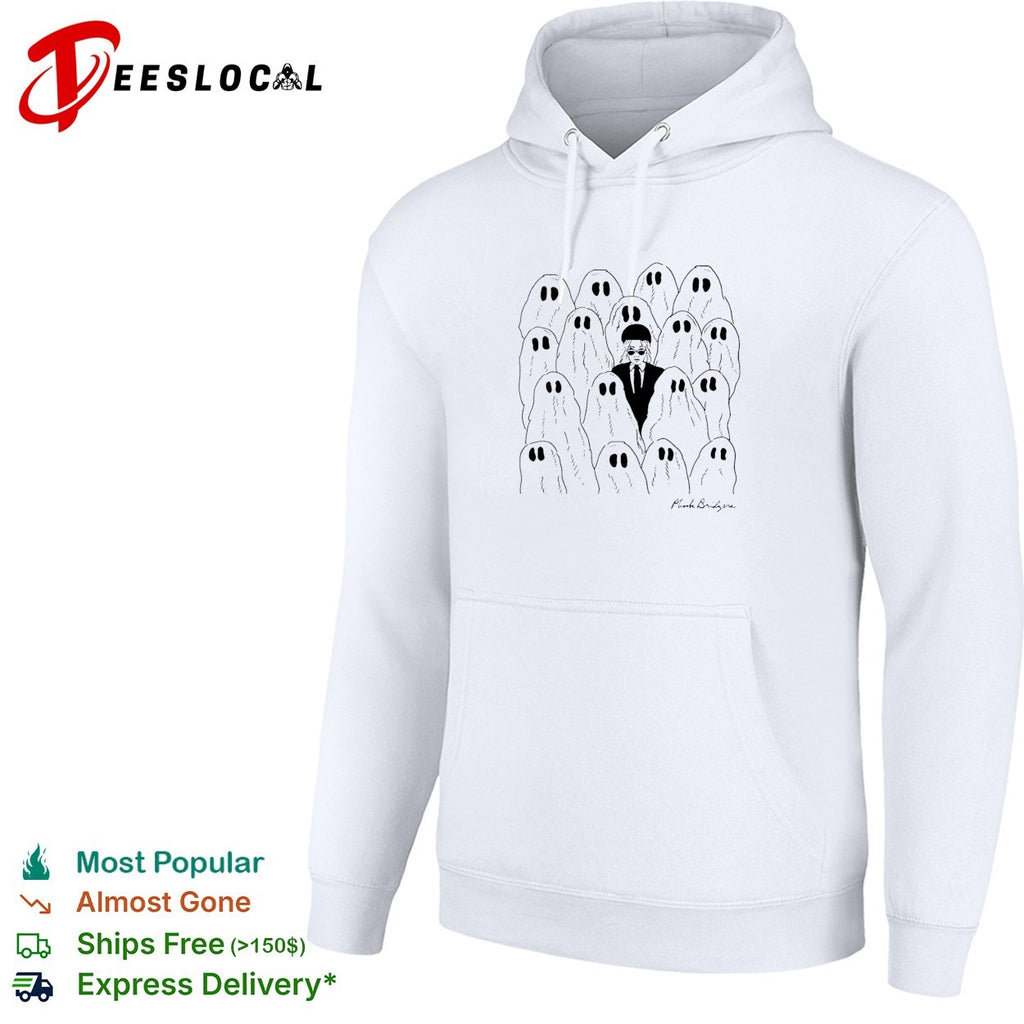 Phoebe Bridgers standning next to ghosts shirt
