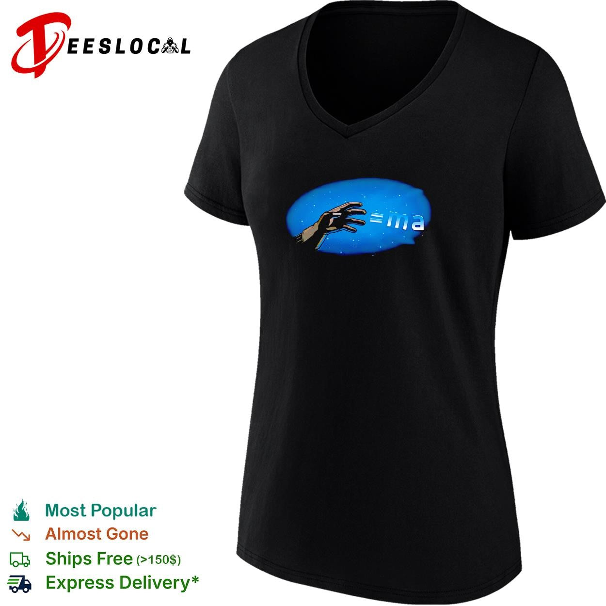 Physics force equation hand space ma shirt