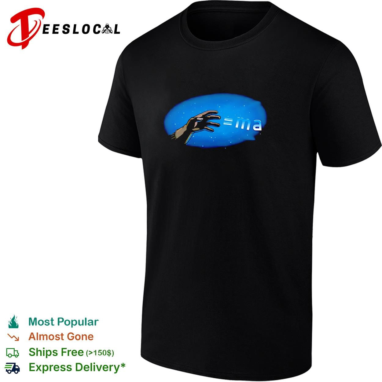 Physics force equation hand space ma shirt