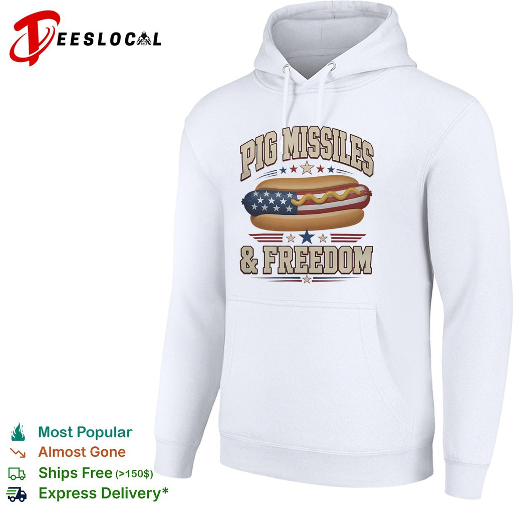 Pig Missiles and Freedom Hot Dog American Flag Patriotic Fourth of July July shirt