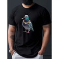 Pigeon Graffiti Print Tee Shirt, Tees For Men, Casual Short Sleeve T-shirt For Summer  Made in USA Hoodie, Sweatshirt