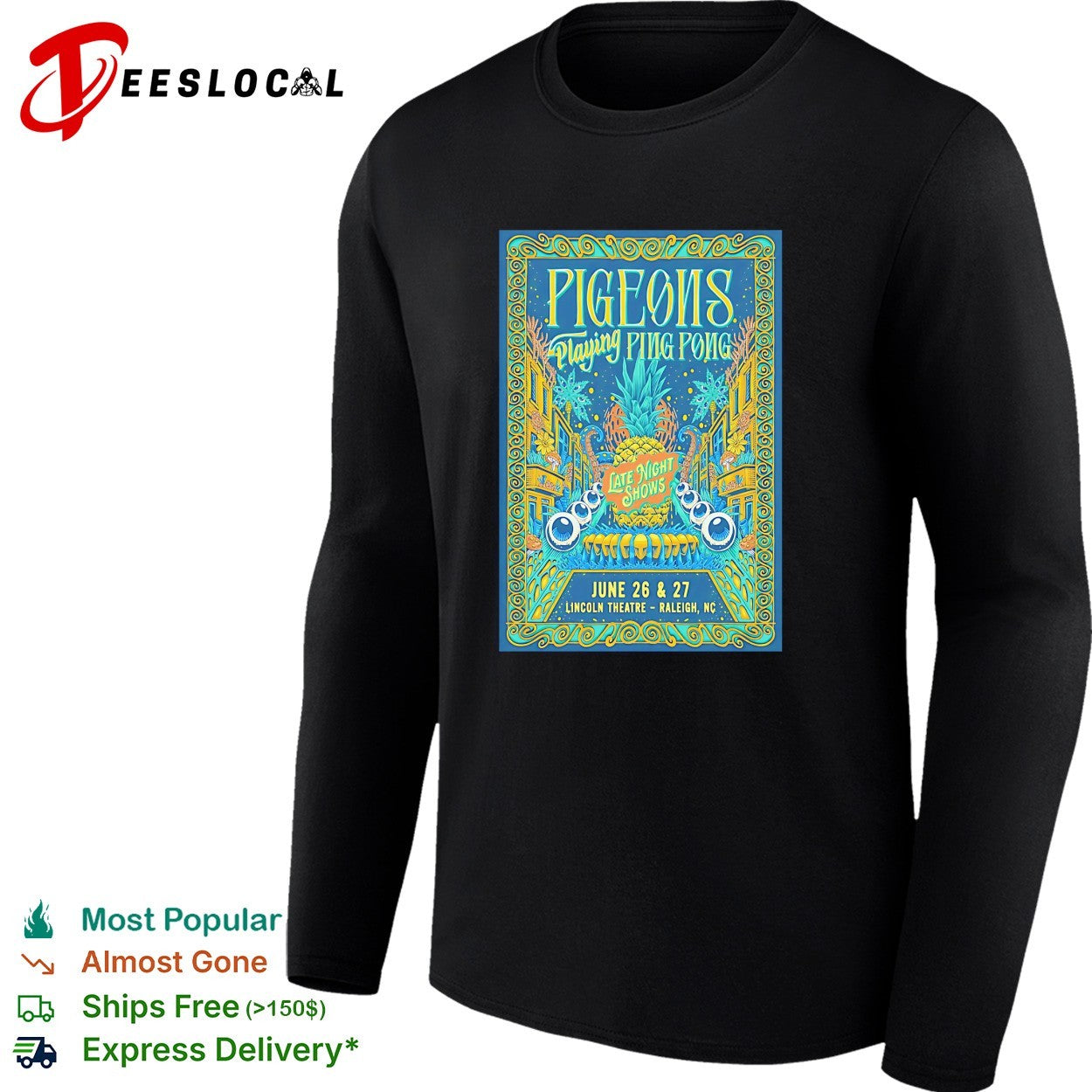 Pigeons Playing Ping Pong Lincoln Theatre Raleigh poster shirt