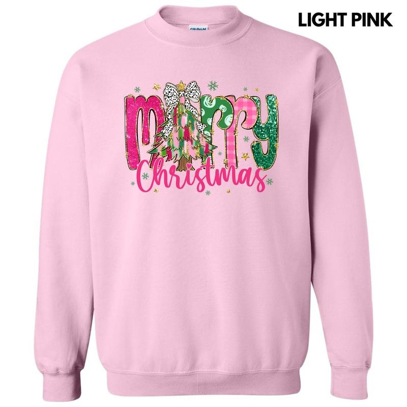 Pink & Green Merry Christmas Sweatshirt 'NLB' T-Shirts, Hoodie | CiraTrend.com