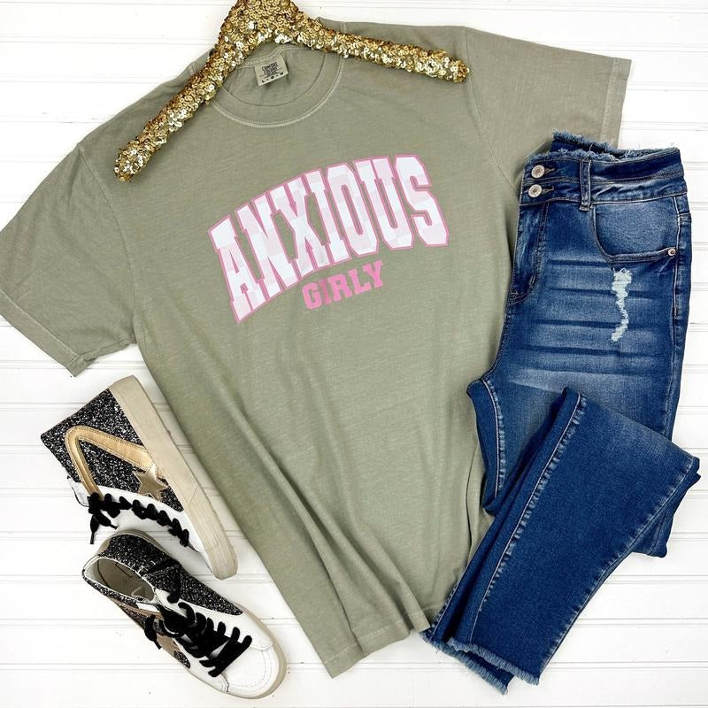 Pink Anxious Girly Comfort Colors T-Shirt Hoodie, Sweatshirt | CiraTrend.com
