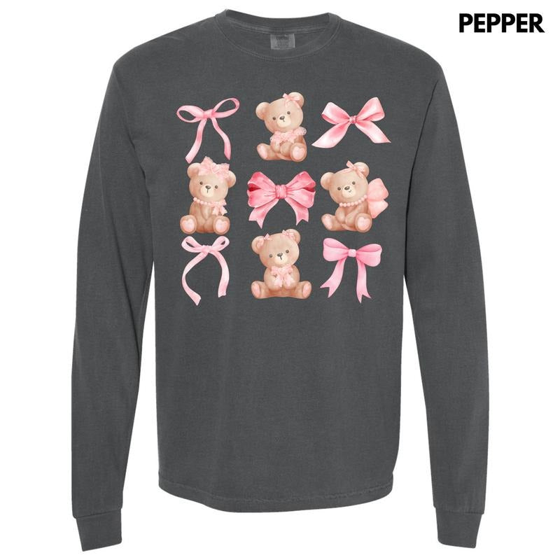 Pink Bear Coquette Collage Long Sleeve Comfort Colors T-Shirt 'NLB' Hoodie, Sweatshirt | CiraTrend.com