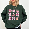 Pink Bow Christmas Sweatshirt, Pink Santa Graphic Crewneck, Coquette Pink Christmas Sweatshirt, Pink Santa Sweater,...