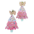 Pink Christmas Tree with Bow Glitter Stud Earrings T-Shirts, Hoodie, Sweatshirt | CiraTrend.com