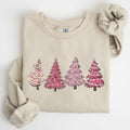 Pink Christmas Trees, Winter, Snow, Santa Sweatshirt, Women's Crew Neck, Crewneck T-Shirts, Hoodie | CiraTrend.com