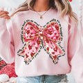 Pink Coquette Heart Valentine's Day Shirt, You Are Loved Glitter Crewneck, Brushstroke Valentine Bow Sweatshirt, God...