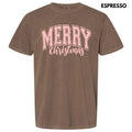 Pink Cursive Varsity Merry Christmas Comfort Colors T-Shirt 'NLB' Hoodie, Sweatshirt | CiraTrend.com