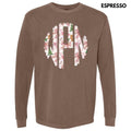 Pink Gingerbread Bow Monogram Long Sleeve Comfort Colors T-Shirt 'NLB' Hoodie, Sweatshirt | CiraTrend.com