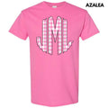 Pink Gingham Monogram Gildan Short Sleeve T-Shirt 'NLB' Hoodie, Sweatshirt | CiraTrend.com