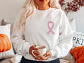 Pink Glitter Ribbon Sweatshirt, Breast Cancer Shirts, Cancer Survivor Shirt, Breast Cancer Awareness Gift, Pink Ribbon ...