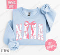 Pink Nana Bow Sweatshirt, Women's Crewneck, Cute Women's Sweater T-Shirts, Hoodie | CiraTrend.com