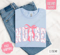 Pink Nurse Bow Shirt Gildan, Women's Tee, Cute Women's Tshirt Plus Sizes Hoodie, Sweatshirt | CiraTrend.com