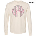 Pink Ribbons & Bows Monogram Long Sleeve Comfort Colors T-Shirt 'NLB' Hoodie, Sweatshirt | CiraTrend.com