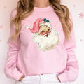 Pink Santa Christmas Sweatshirt Gift for Woman Christmas Matching Family Pajamas Retro Christmas Shirt Vintage Holiday...