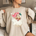 Pink Santa Retro Christmas T-Shirts Sweatshirts for Women Pink Christmas Matching Family Sweaters Pink Vintage Holiday...