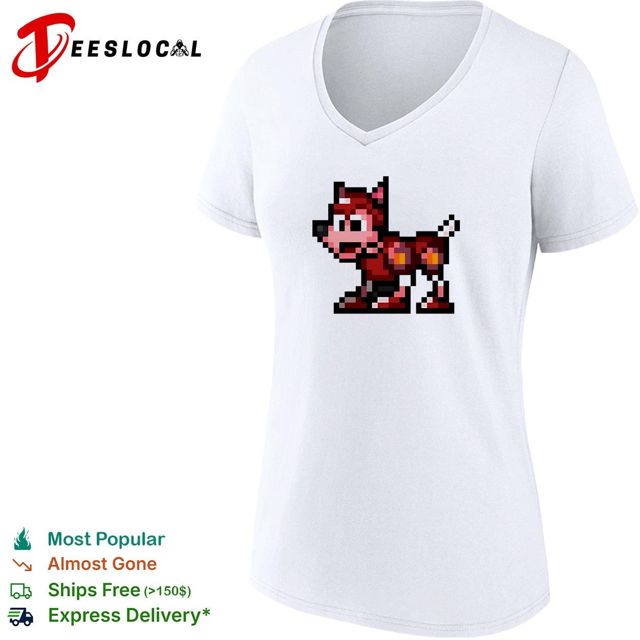 Pixel art robot dog standing shirt