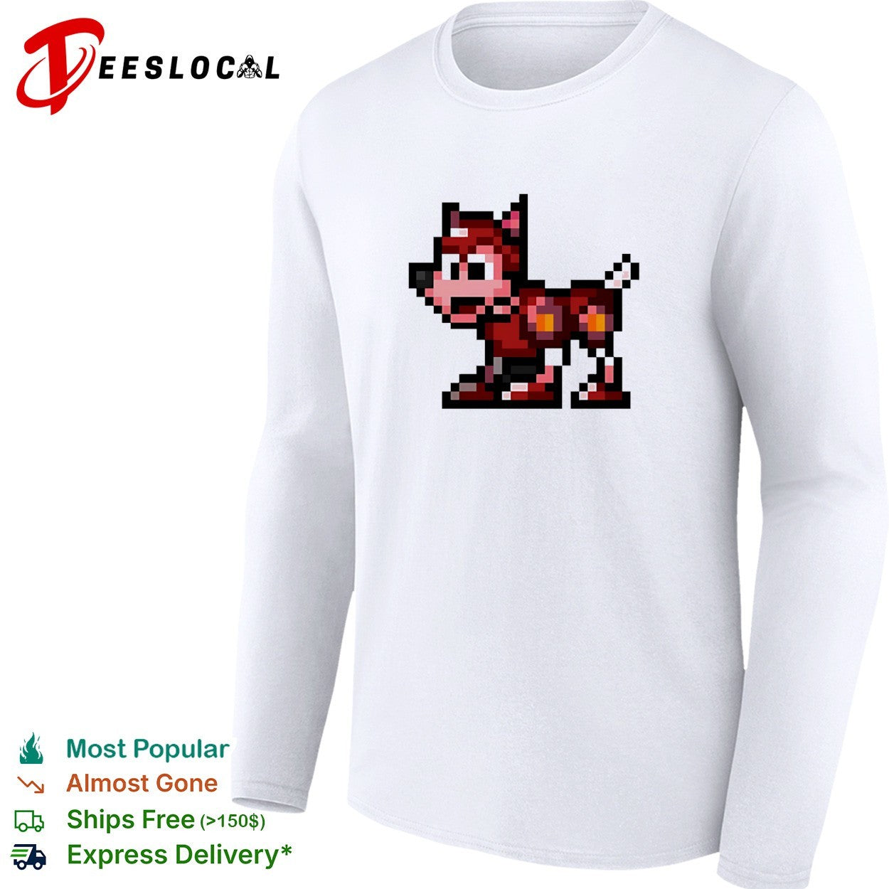 Pixel art robot dog standing shirt