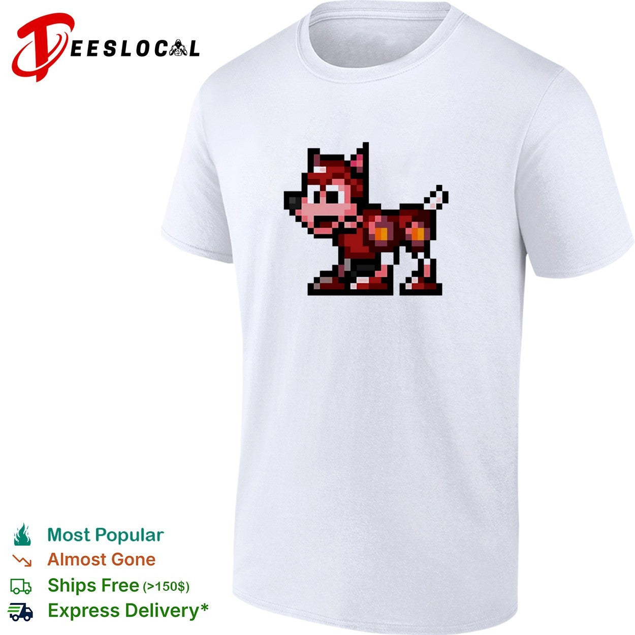 Pixel art robot dog standing shirt