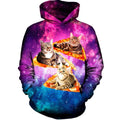 Pizza & Cat In The Space Galaxy Hoodie