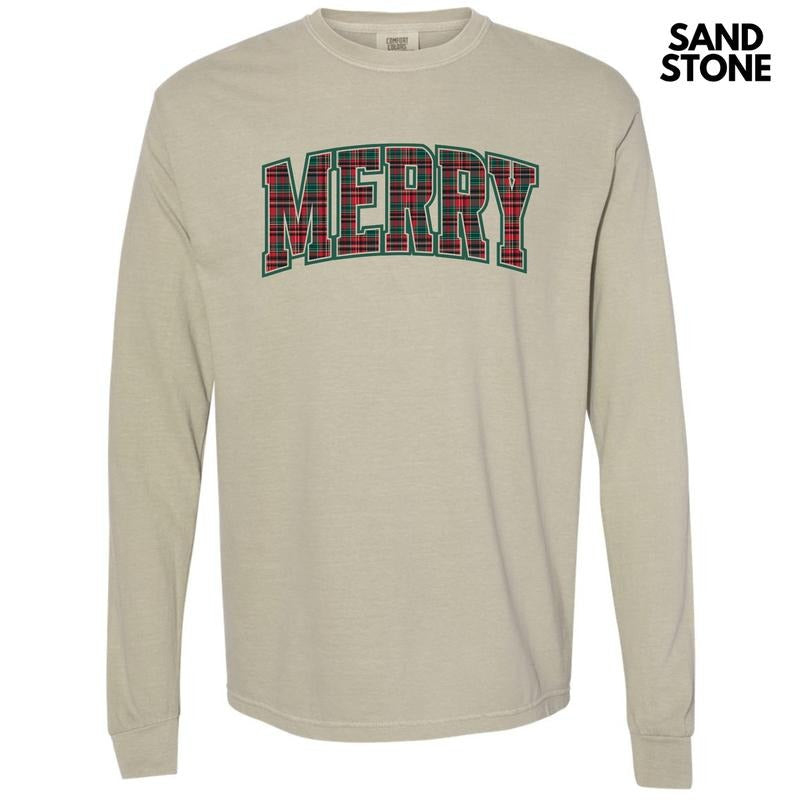 Plaid Merry Varsity Long Sleeve Comfort Colors T-Shirt 'NLB' Hoodie, Sweatshirt | CiraTrend.com