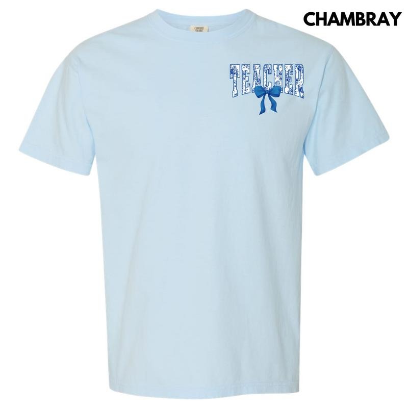Pocket Size - Teacher Blue Florals Comfort Colors T-Shirt 'NLB' Hoodie, Sweatshirt | CiraTrend.com