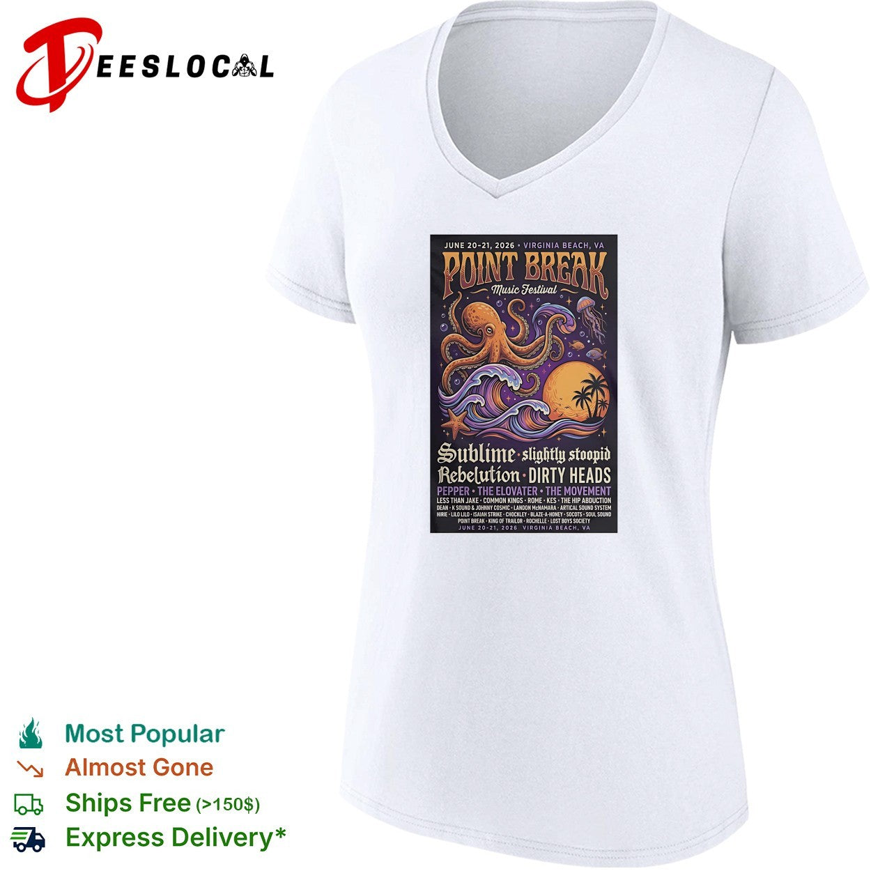 Point Break Music Festival Virginia Beach octopus poster shirt
