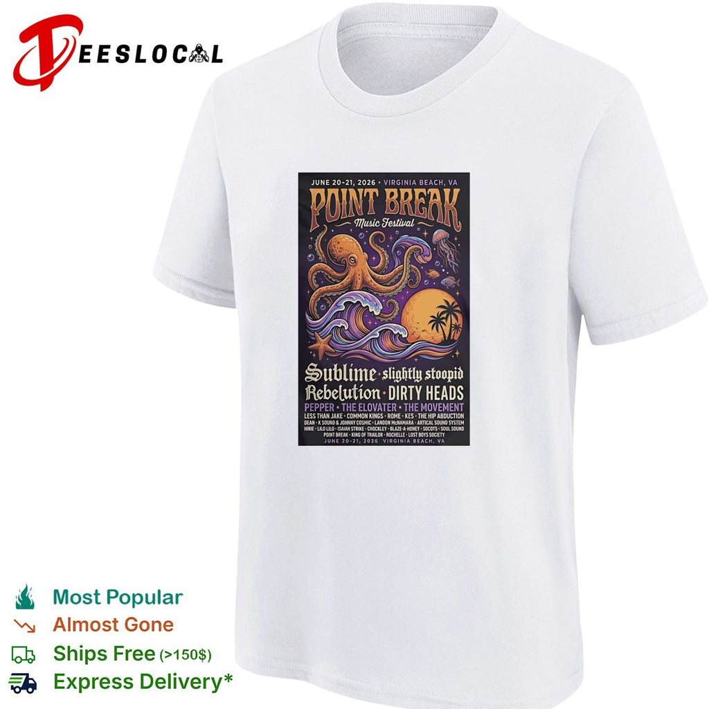 Point Break Music Festival Virginia Beach octopus poster shirt